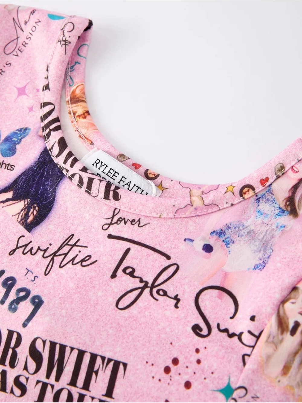 Rylee Faith Taylor Swift Print Girls Long Sleeve Dress Musical Journey in Style
